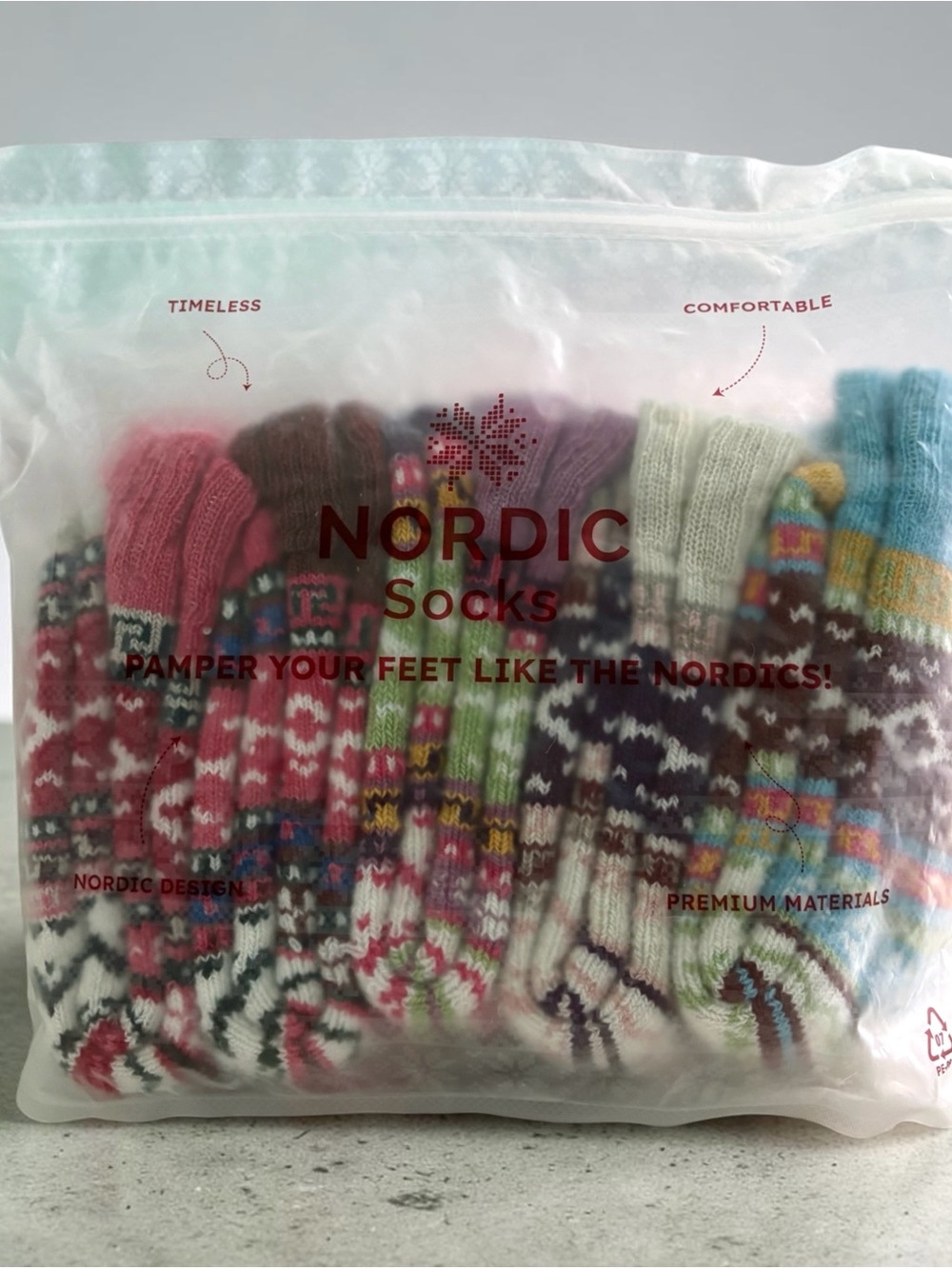 Nordic Socks Multicolor Knit Crew Socks - Cozy Patterned 5-Pack